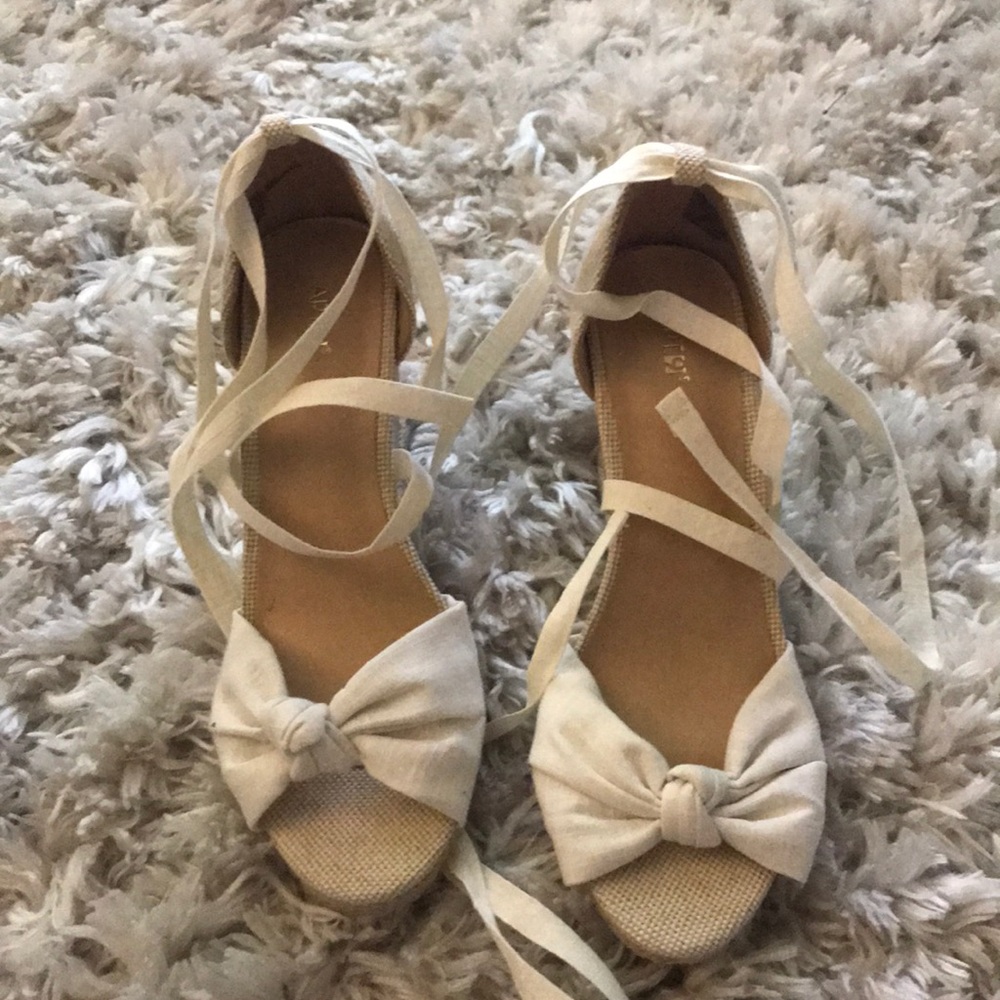 Wedges with ankle tie